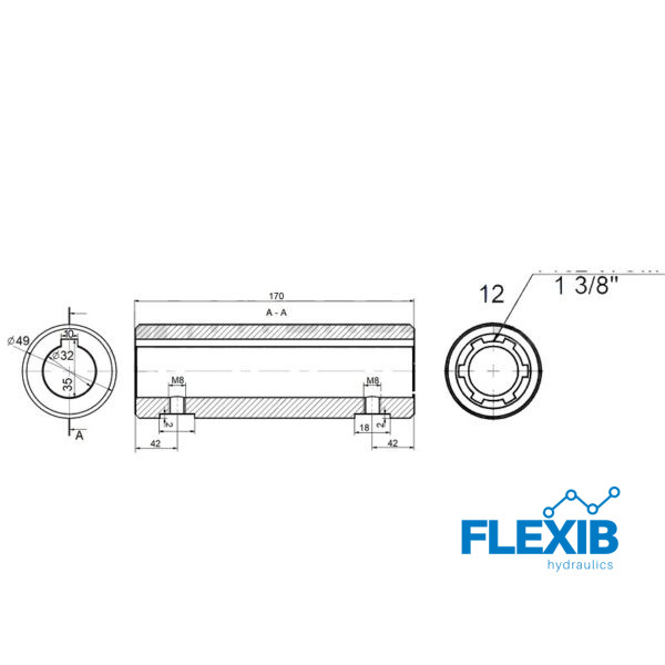 6 nuuti pto adapter 32mm võllile Hüdromootorite tarvikud Hüdromootorid